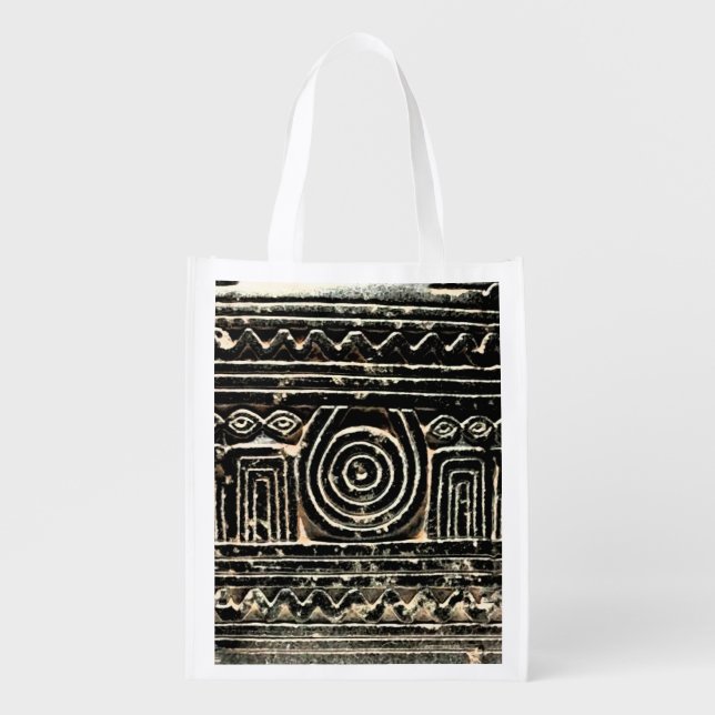 Ancient Sumerian Mesopotamian Pattern Grocery Bag (Front)