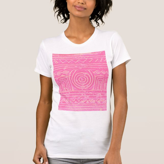 Ancient Sumerian Mesopotamian Pattern Pink T-Shirt (Front)