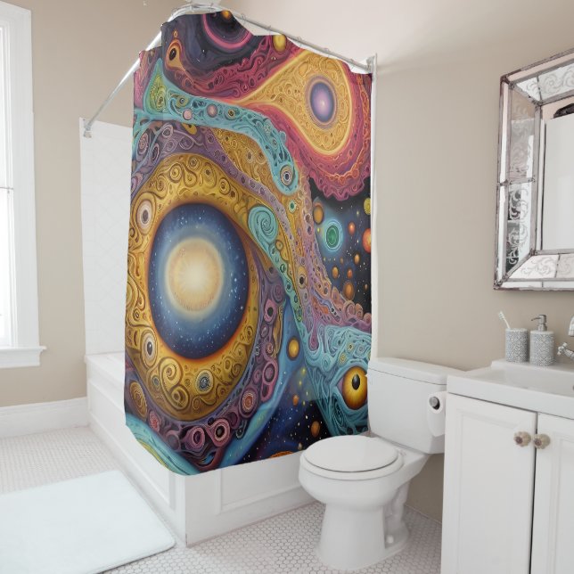 Ancient symbols pattern in vibrant Abstract Design Shower Curtain (In Situ)