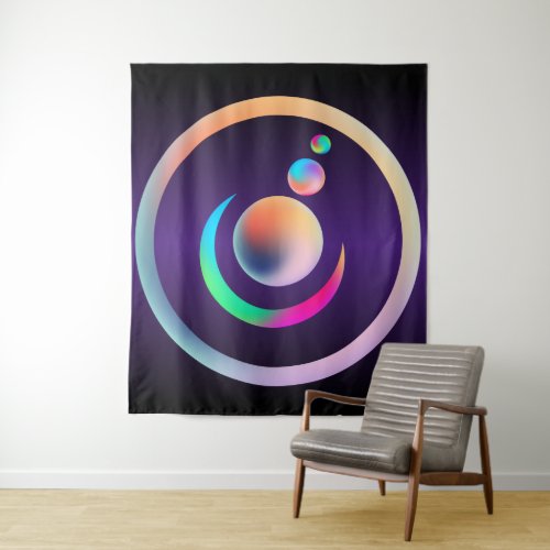 Ancient Symbols Rainbow Alien Crop Circle Tapestry