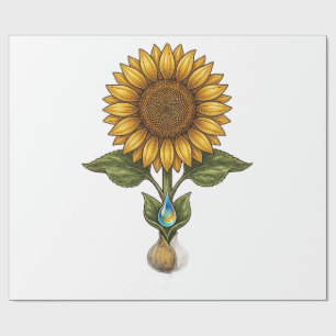 Ancient Symmetrical Sunflower Motif Wrapping Paper