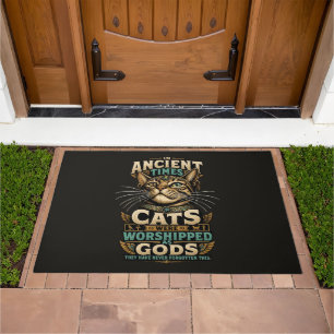 Ancient Tabby Cat Attitude Doormat
