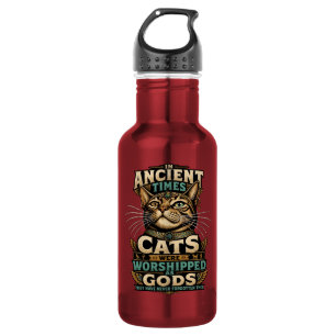 Ancient Tabby Cat Attitude Stainless Steel Water Bottle