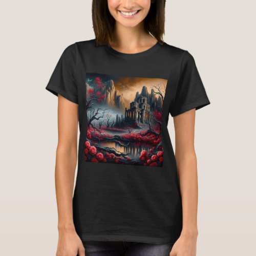 Ancient Temple in Mystic Mountains T_Shirt