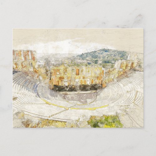Ancient theater of Athens Greece Announcement Postcard
