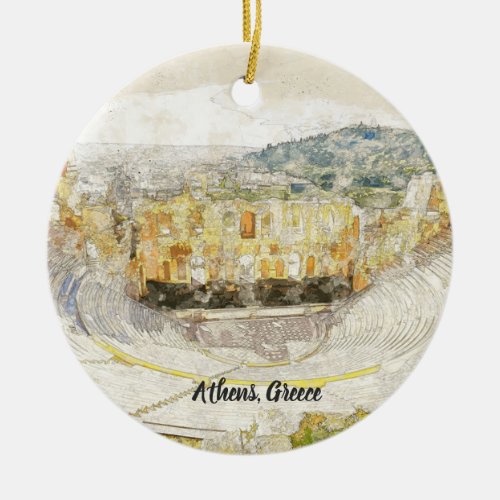 Ancient theater of Athens Greece  Ceramic Ornament