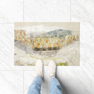 Ancient Theater of Athens Greece Doormat – Vintage