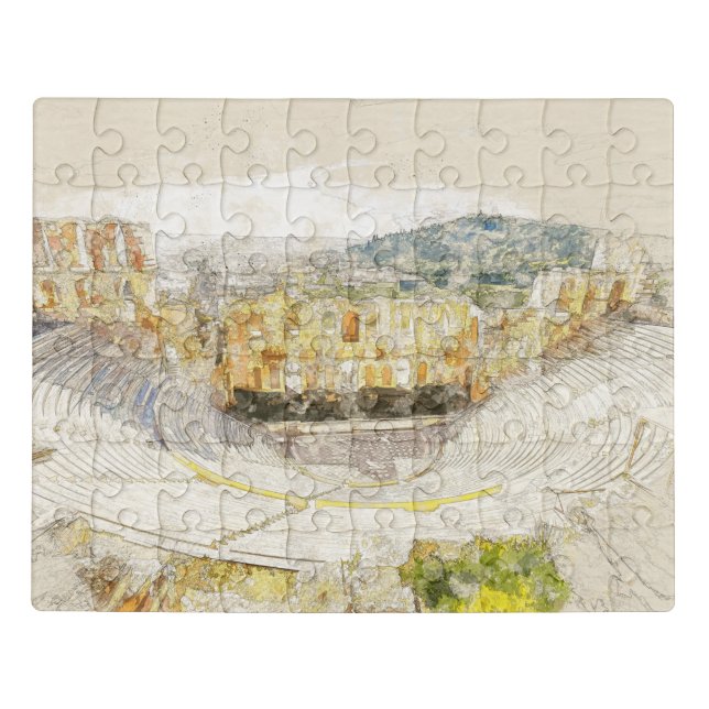 Ancient Theater of Athens Greece Jigsaw Puzzle  (Puzzle Horizontal)