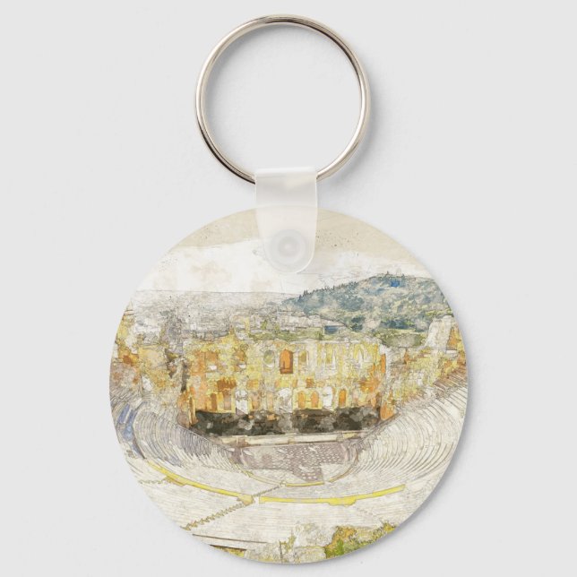 Ancient theater of Athens, Greece Keychain (Front)