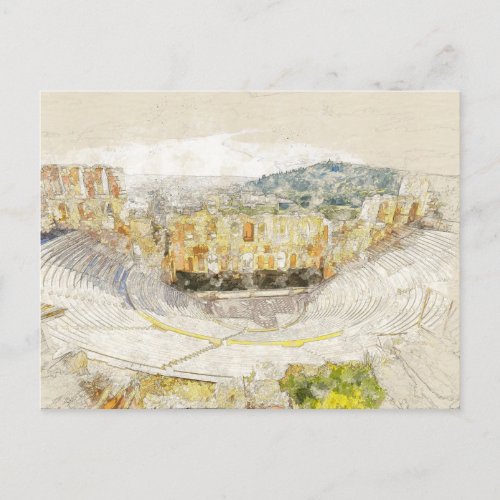 Ancient theater of Athens Greece Postcard