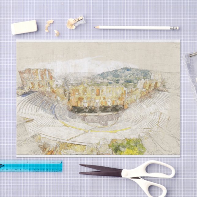 Ancient Theater of Athens Greece Tissue Paper  (Craft)