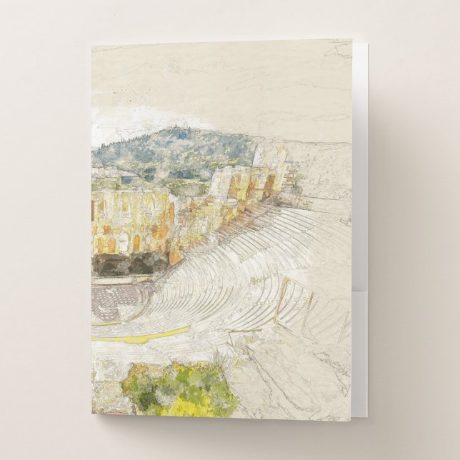 Ancient Theater of Athens Greece Travel Art Pocket Folder (Front)
