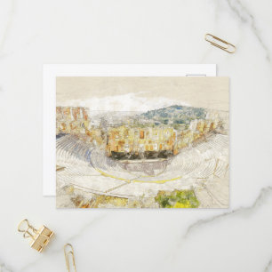Ancient Theater of Athens Greece Travel Invitation Postcard