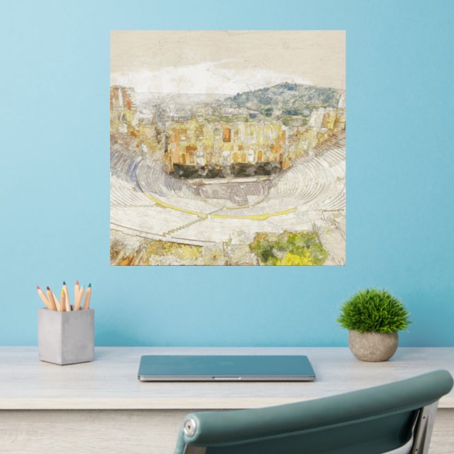 Ancient Theater of Athens Greece Wall Decal  (Home Office 2)