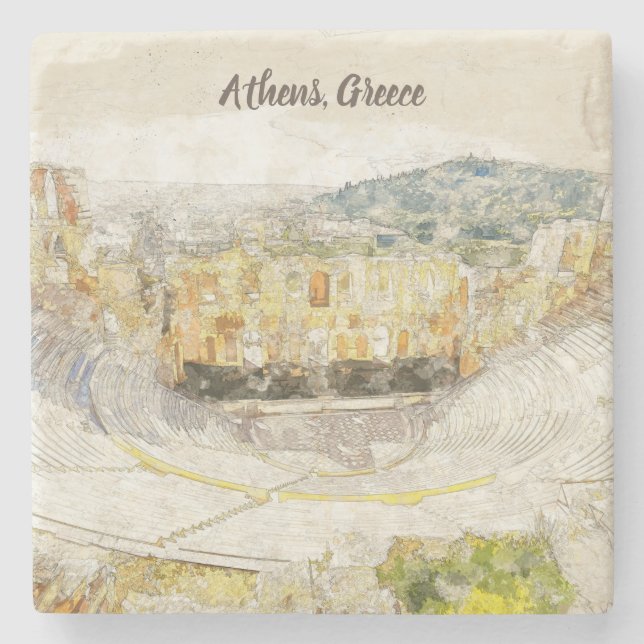 Ancient Theater of Herodion Stone Coaster – Athens (Front)