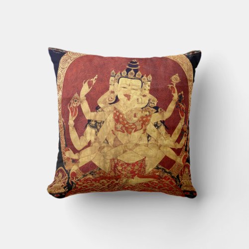 Ancient Tibetan Tapestry Throw Pillow