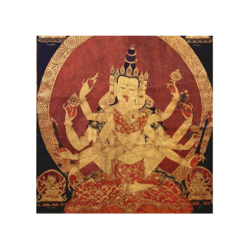 Ancient Tibetan Tapestry  Wood Wall Art
