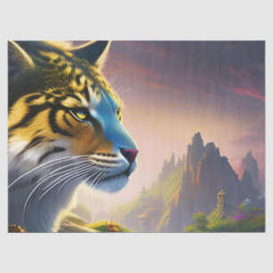 Ancient Tiger Surveys his kingdom-Purple Flowers Tissue Paper