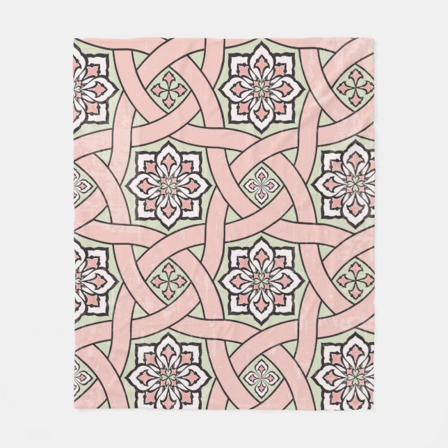 Ancient tile ornamental background,seamless patter fleece blanket (Front)