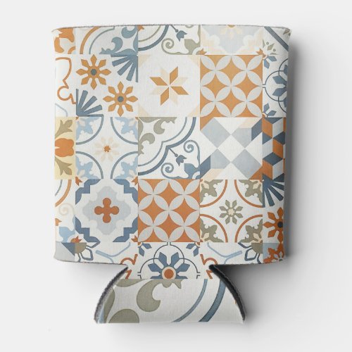 Ancient Tiles Textured Background Pattern Can Cooler