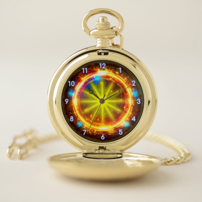 Ancient Time Travel Portal Design with Glow Effect Pocket Watch (Inside)