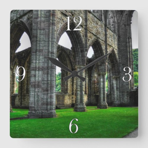 Ancient Tintern Abbey Cistercian Monastery Wales Square Wall Clock