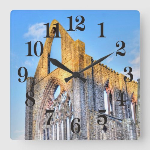 Ancient Tintern Abbey Cistercian Monastery Wales Square Wall Clock