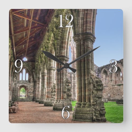 Ancient Tintern Abbey Cistercian Monastery Wales Square Wall Clock