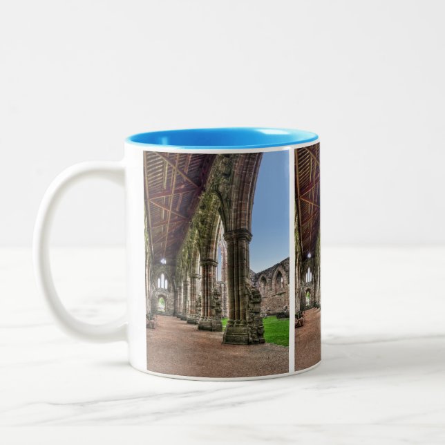 Ancient Tintern Abbey, Cistercian Monastery, Wales Two-Tone Coffee Mug (Left)