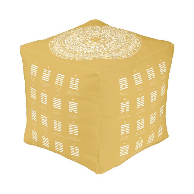 Ancient Tools Yellow Pouf (Angled Front)