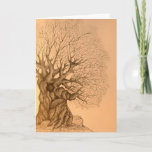 Ancient Tree Drawing Holiday Card