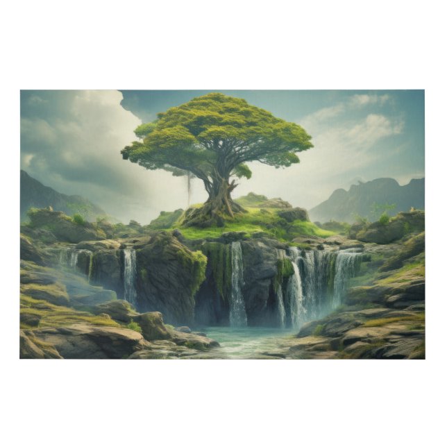 Ancient Tree Of Life Peaceful Nature Fantasy World Faux Canvas Print (Front)