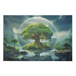 Ancient Tree Of Life Peaceful Nature Fantasy World Faux Canvas Print