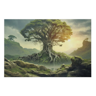 Ancient Tree Of Life Peaceful Nature Fantasy World Faux Canvas Print