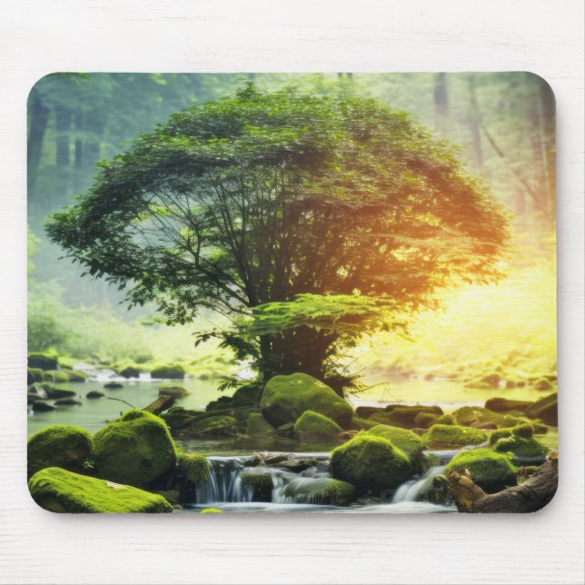 Ancient Tree Of Life Peaceful Nature Fantasy World Mouse Pad (Front)