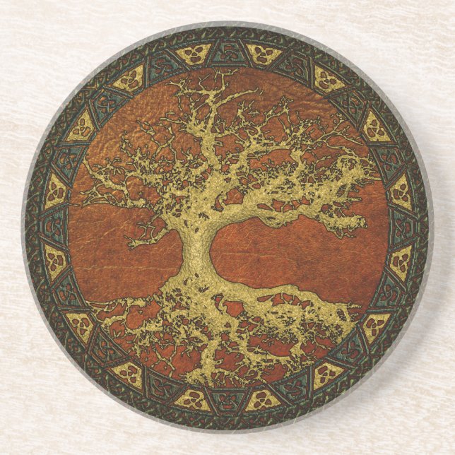 Ancient Tree of Life Sandstone Coaster (Front)