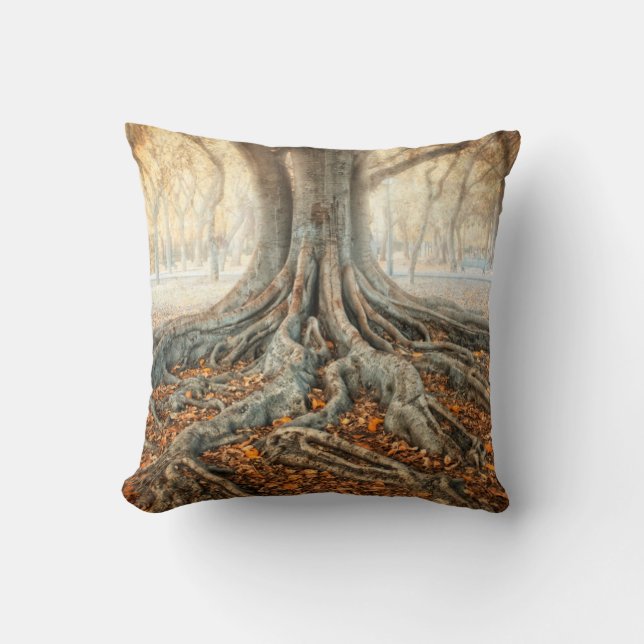 Ancient Tree Roots Throw Pillow (Front)