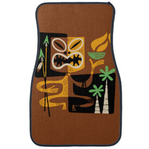 Ancient Tribal Rituals: Man with Fire and Spears Car Floor Mat