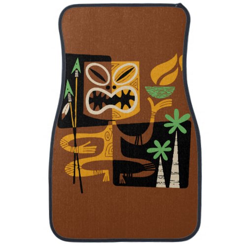Ancient Tribal Rituals Man with Fire and Spears Car Floor Mat