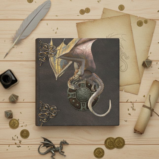 Ancient Viking Bronze Dragon Distressed Leather 3 Ring Binder (Creator Uploaded)
