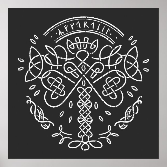 Ancient Viking Celtic Knotwork  - Tree of Life Poster (Front)