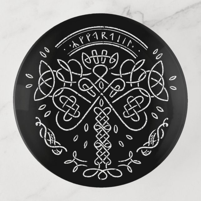 Ancient Viking Celtic Knotwork  - Tree of Life Trinket Tray (Front)