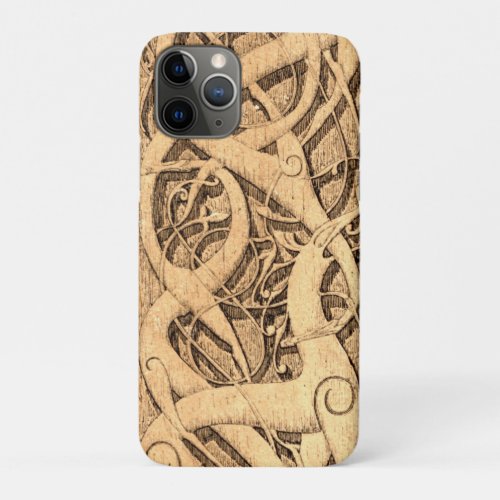 Ancient Viking Urnes Style Animal Carving iPhone 11 Pro Case