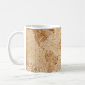 Ancient vintage world map illustrationmap, world, coffee mug