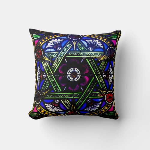 Ancient Vitrage Stained Glass Windows Throw Pillow