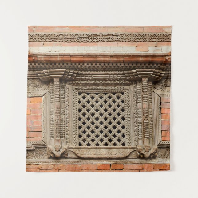 Ancient window in Nasal Chowk Courtyard of Hanuman Tapestry (Front)