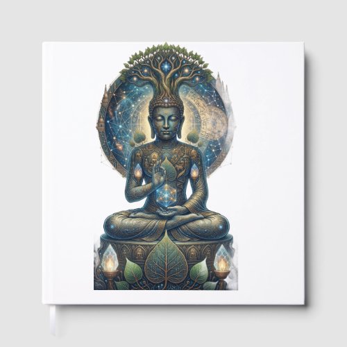 Ancient Wisdom: Sukiti Buddha & Sacred Geometry Ar Foil Guest Book