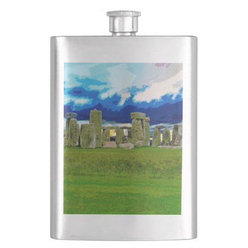 Ancient Wonder Architecture of Stonehenge England Flask