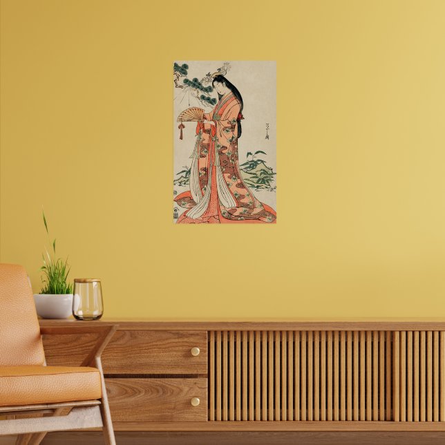 Ancient Wood Drawing of Japanese Woman Poster | Zazzle