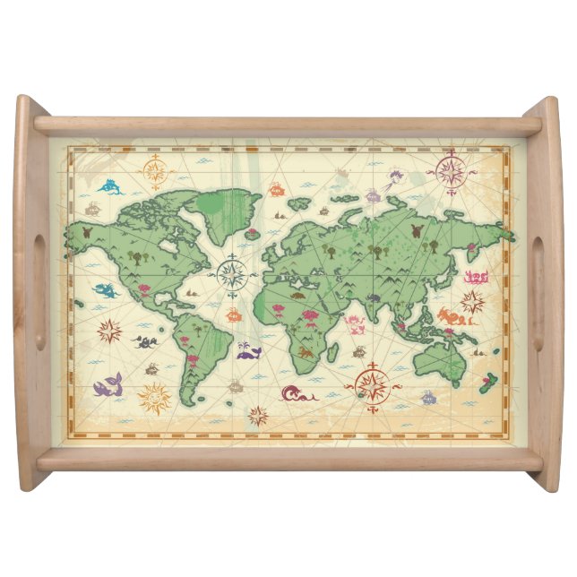 Ancient World Cartoon Map Serving Tray (Front)
